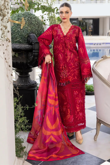 Crimson Lawn 2026 Beauty in Bloom D3A petal red embroidered suit
