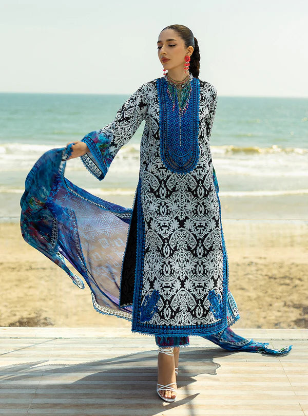 Bella-Gorgeous Black and White 3-piece Printed Lawn Suit By-Zainab Chottani