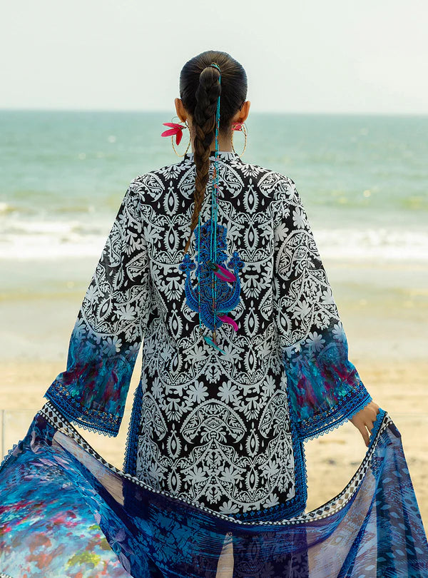 Bella-Gorgeous Black and White 3-piece Printed Lawn Suit By-Zainab Chottani