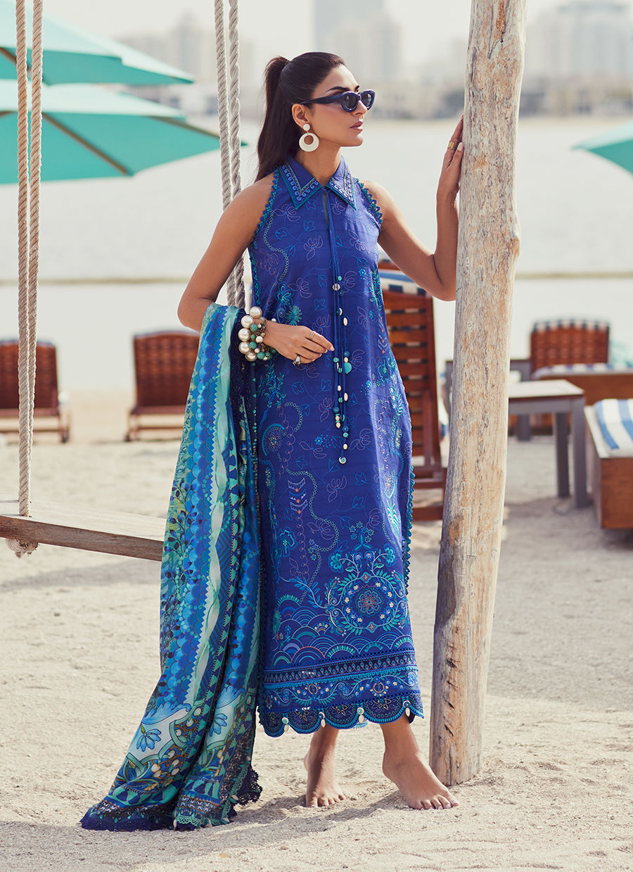 Beryl Deep Blue- W E S Luxury Ensemble '25 By- Farah Talib Aziz