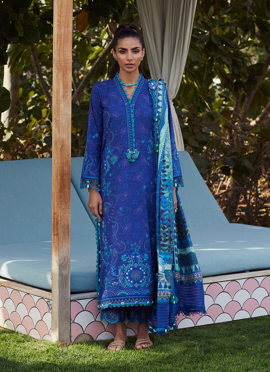 Beryl Deep Blue- W E S Luxury Ensemble '25 By- Farah Talib Aziz