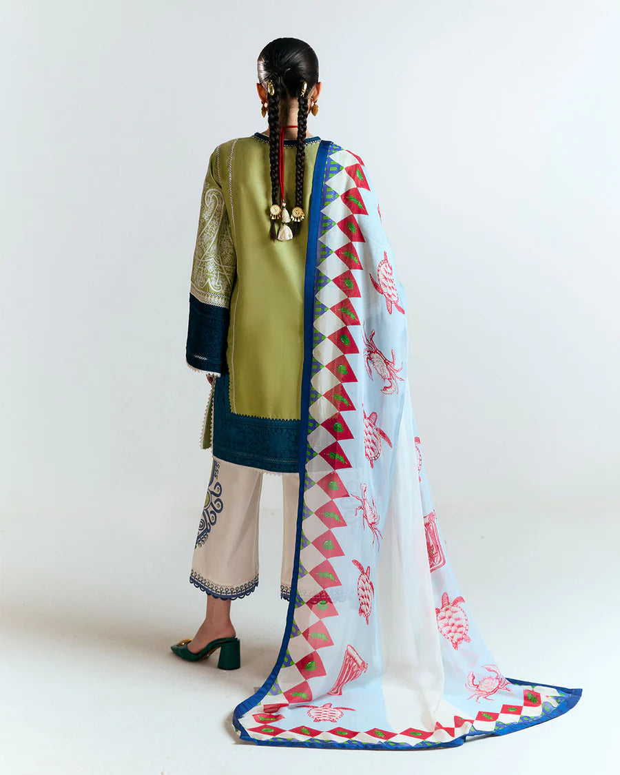 Bia-Modern traditional Pakistani suit with silk dupatta