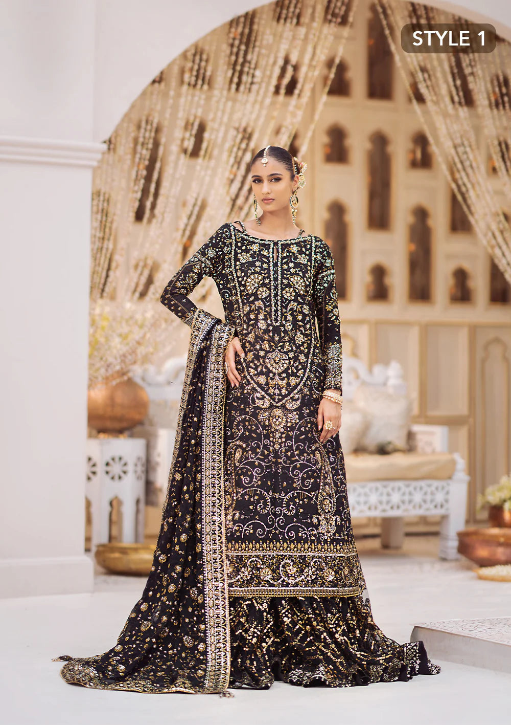 Black - Pakistani Wedding Formal Wear By AIK