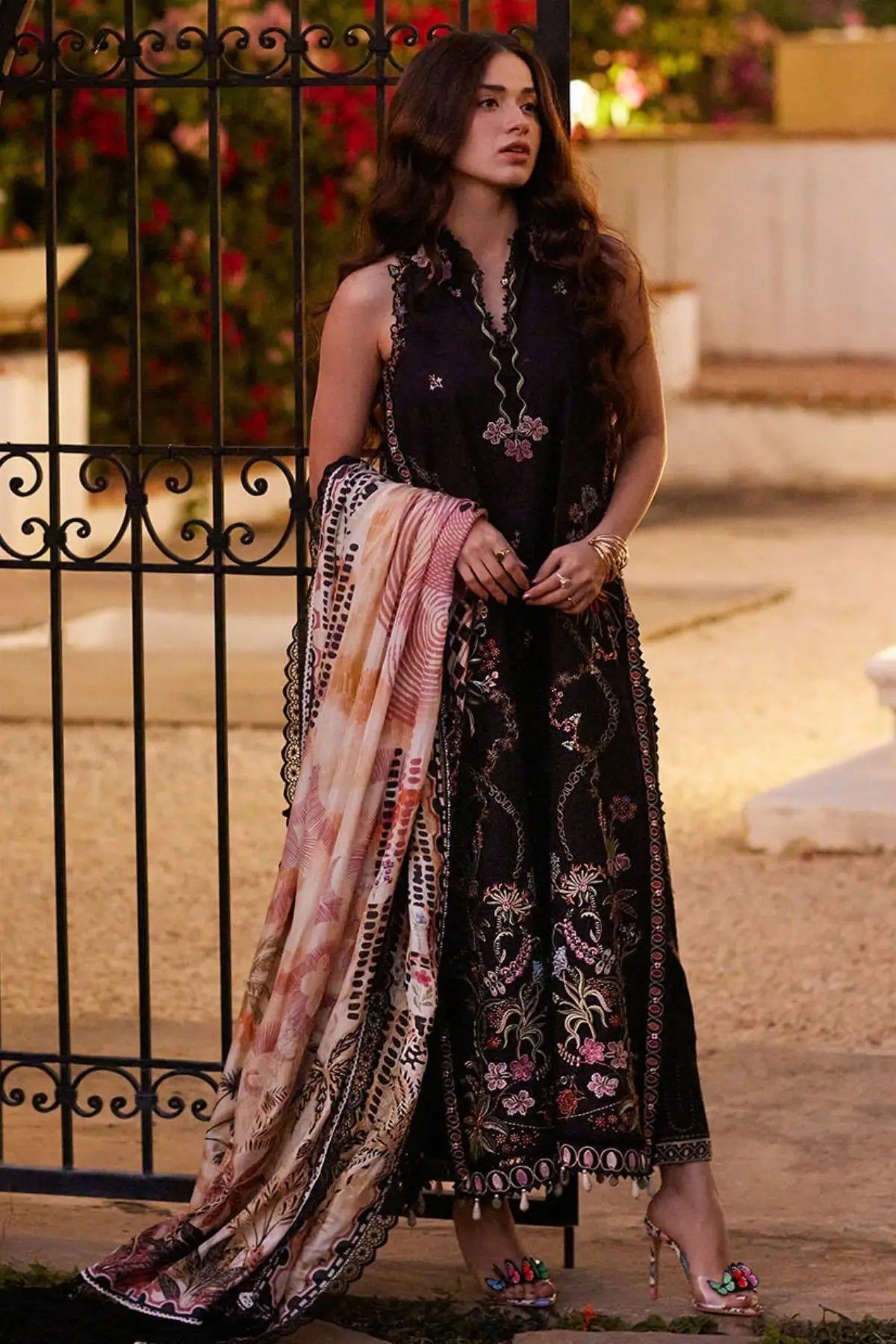 Farah Talib Aziz Blanca Black stitched lawn suit with silk dupatta Pakistanimoda