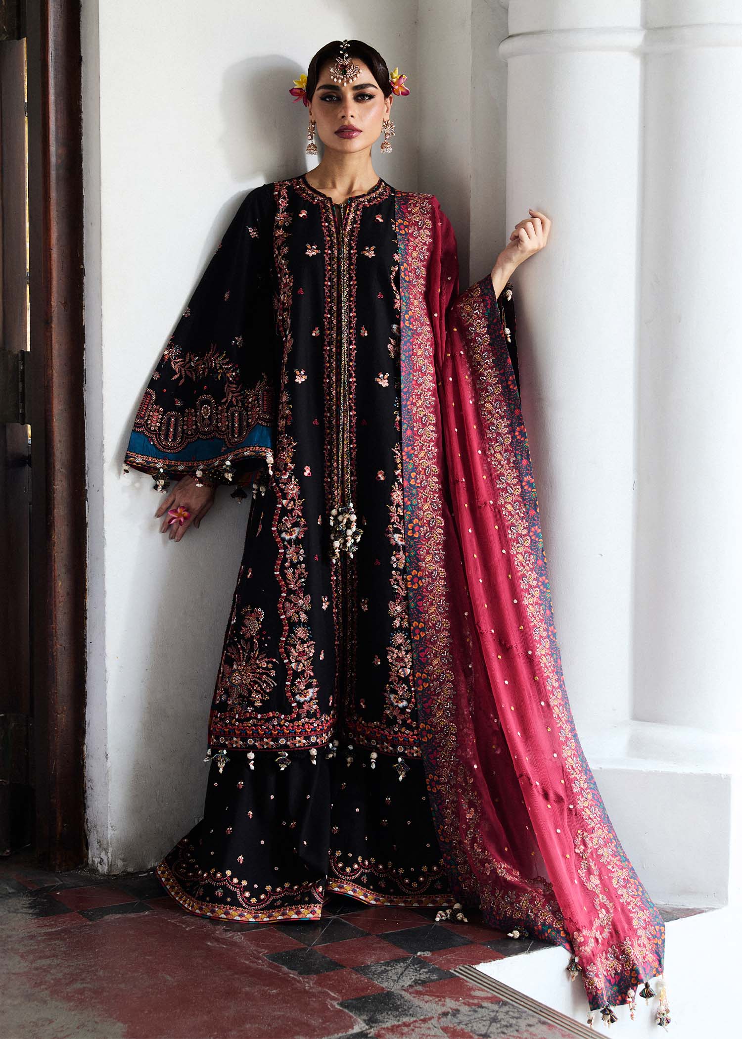 Bliz- Black Luxury Lawn Suit By- Hussain Rehar