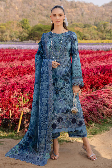 Bloom-03- Deep Green Embroidered Printed Lawn Suit By- Nureh