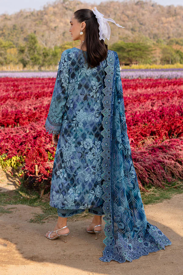 Bloom-03- Deep Green Embroidered Printed Lawn Suit By- Nureh