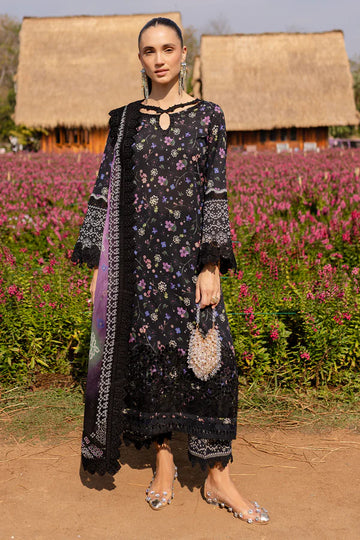 Bloom-04- Black Embroidered Printed Lawn Suit By- Nureh
