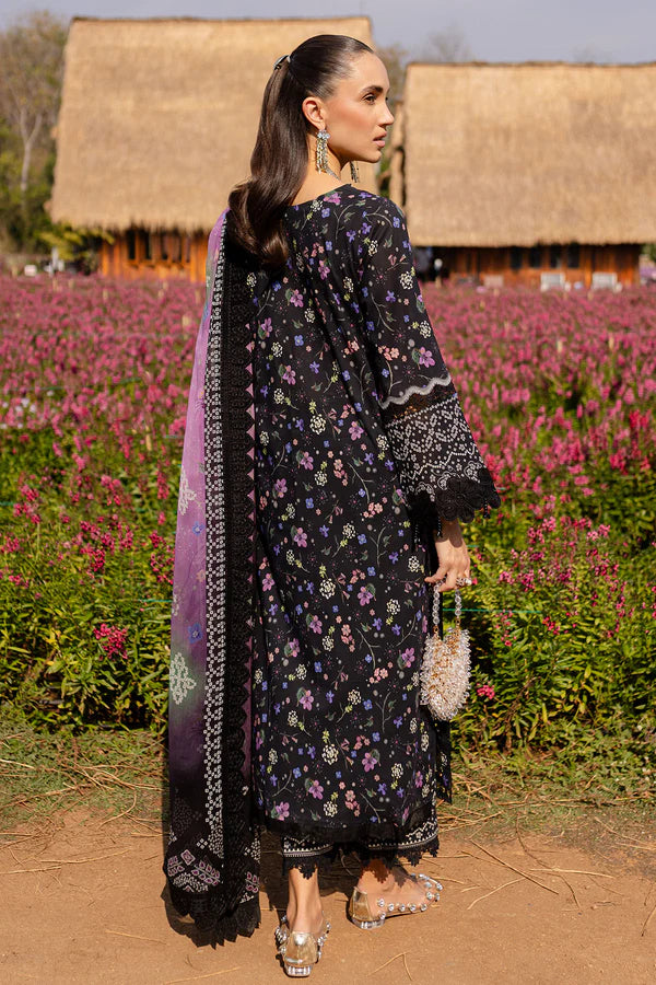 Bloom-04- Black Embroidered Printed Lawn Suit By- Nureh