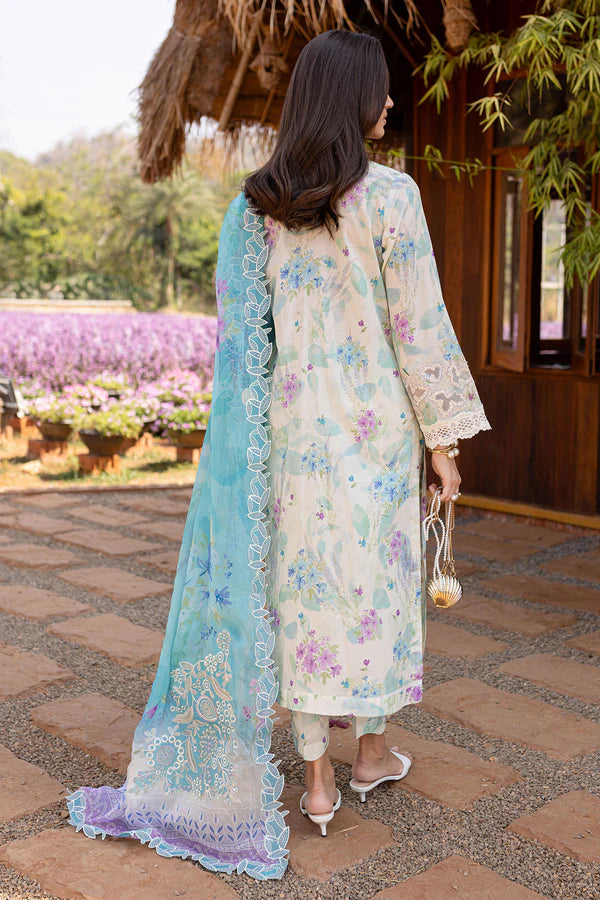 Bloom-05- Ice Blue Embroidered Lawn Suit By- Nureh