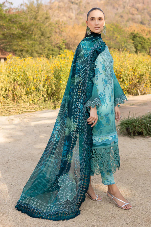 Bloom-06- Aqua Embroidered Printed Lawn Suit By- Nureh