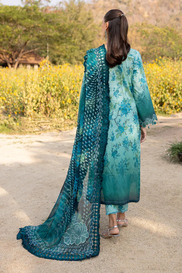 Bloom-06- Aqua Embroidered Printed Lawn Suit By- Nureh
