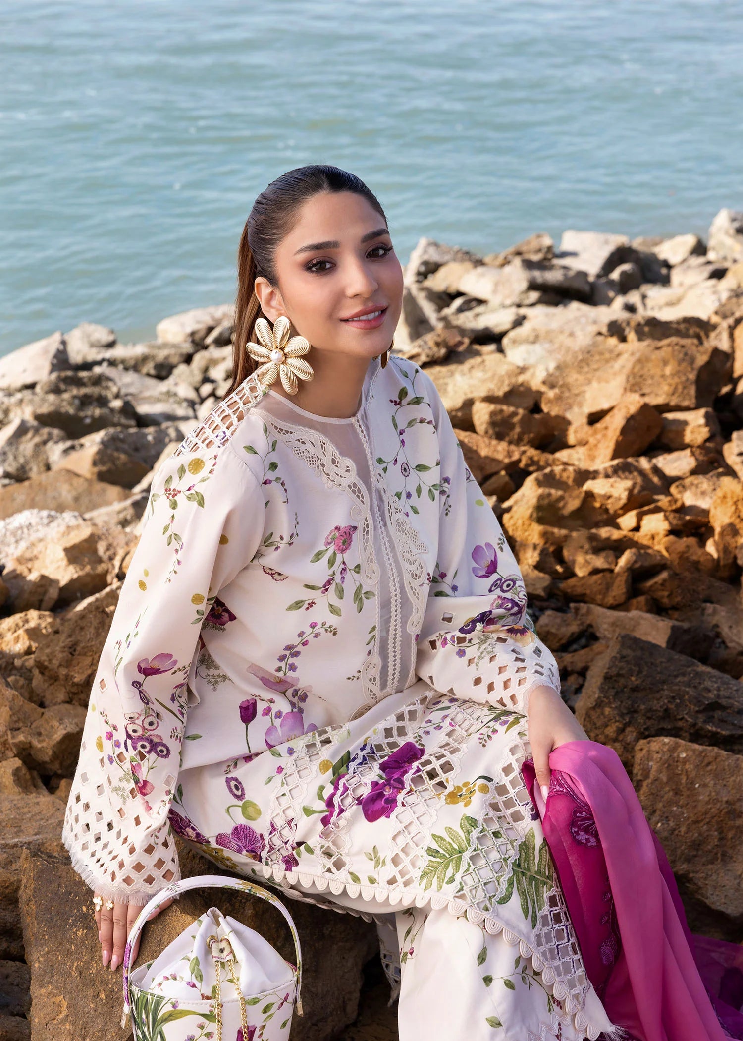 Bloom Bold - D4 A- Embroidered Lawn Outfit By- Crimson