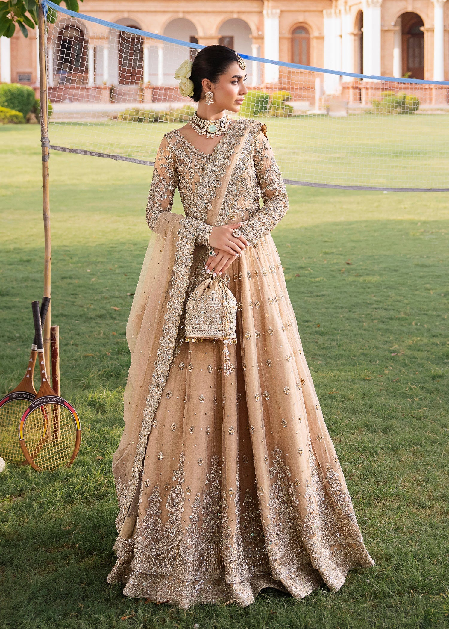 Blush  Ensemble - Beautiful Pishwas with Lehenga