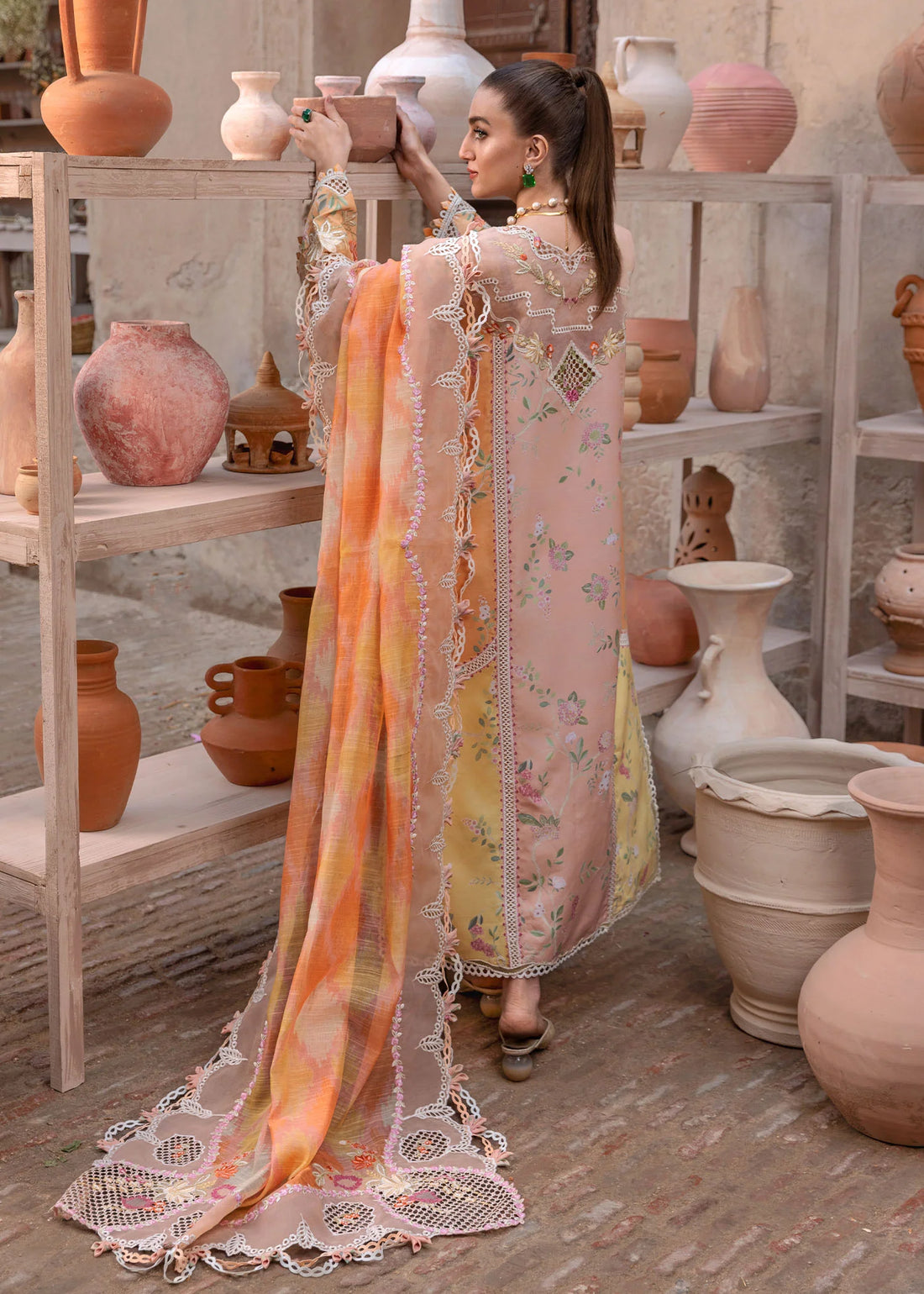 Bonjour and Bloom-D4B-Luxury Citrus Rose Pakistani Formal Wear with Embroidery by Crimson