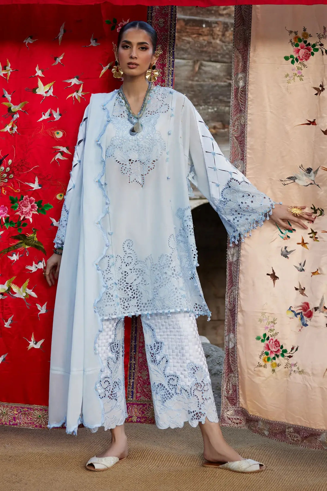 Brumine EL26-02 A powder blue Élan Lawn'26 stitched suit with voile dupatta