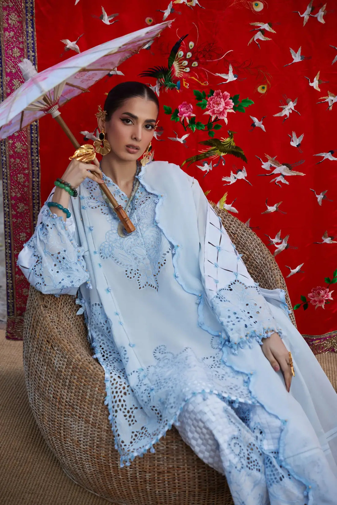 Brumine EL26-02 A powder blue Élan Lawn'26 stitched suit with voile dupatta