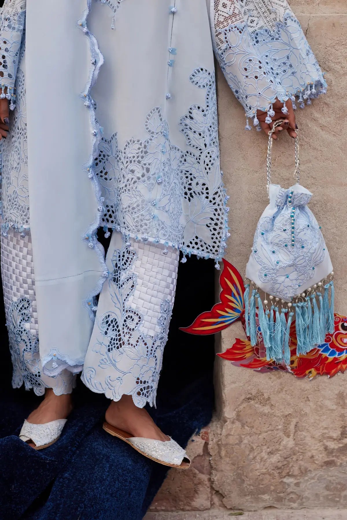 Brumine EL26-02 A powder blue Élan Lawn'26 stitched suit with voile dupatta