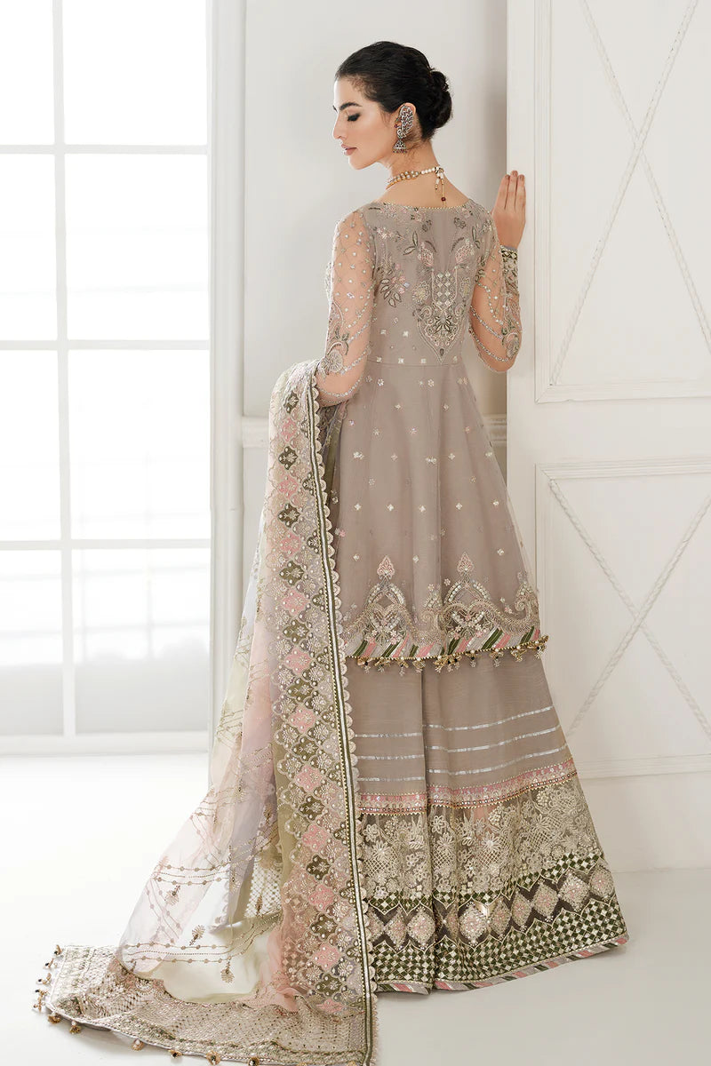 CH10-08 Baroque Chantelle Grey Bridal Style Stitched Net Ensemble with Organza Dupatta – Shop Online at Pakistanimoda
