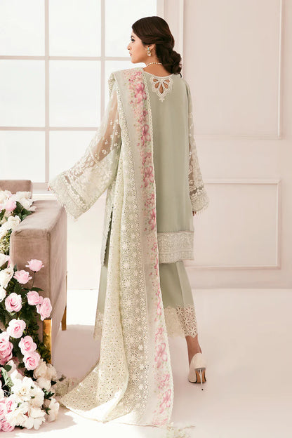 CH11-01 Baroque Chantelle Light Green Stitched Chiffon Dress with Floral Organza Dupatta – Shop Online at Pakistanimoda