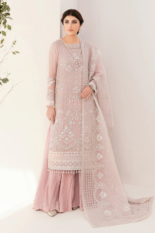 CH11-05 Baroque Chantelle Pink Salt Stitched Embroidered Chiffon Suit with Organza Dupatta – Shop Online at Pakistanimoda