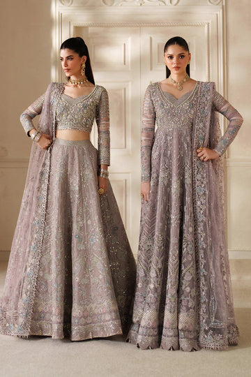 Baroque CH14-04 Mauve Net Lehenga and Maxi outfit hand-embellished with Swarovski & pearl detailing | Pakistanimoda