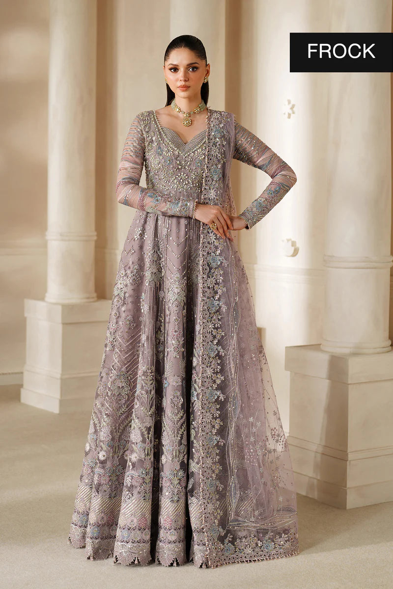Baroque CH14-04 Mauve Net Lehenga and Maxi outfit hand-embellished with Swarovski & pearl detailing | Pakistanimoda