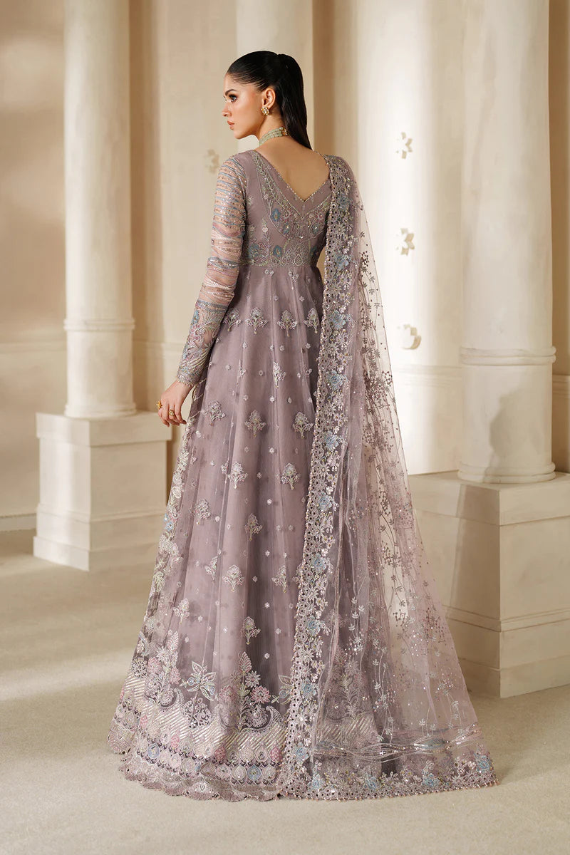 Baroque CH14-04 Mauve Net Lehenga and Maxi outfit hand-embellished with Swarovski & pearl detailing | Pakistanimoda