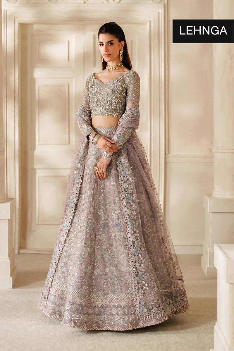 Baroque CH14-04 Mauve Net Lehenga and Maxi outfit hand-embellished with Swarovski & pearl detailing | Pakistanimoda