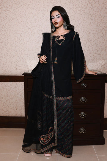 CMA-5-084 Buy Charizma black raw silk embroidered outfit new arrival