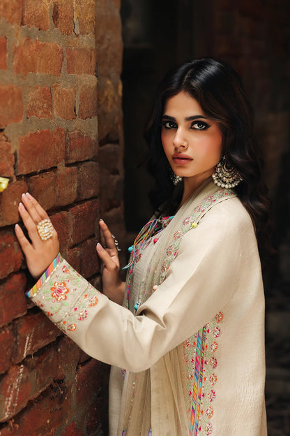 CMA-5-091 Beige Charizma Mi-Amor Luxury Silk 3PC Embroidered Ensemble with Dupatta – Pakistanimoda