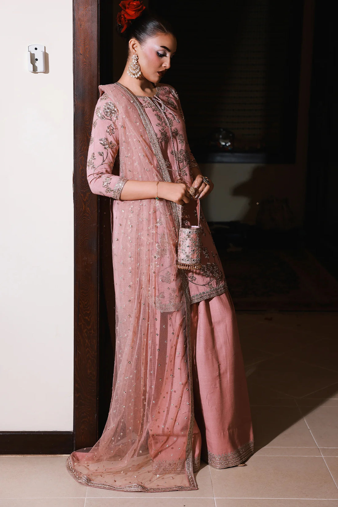 CMA-5-112 Charizma pink embroidered raw silk stitched suit online