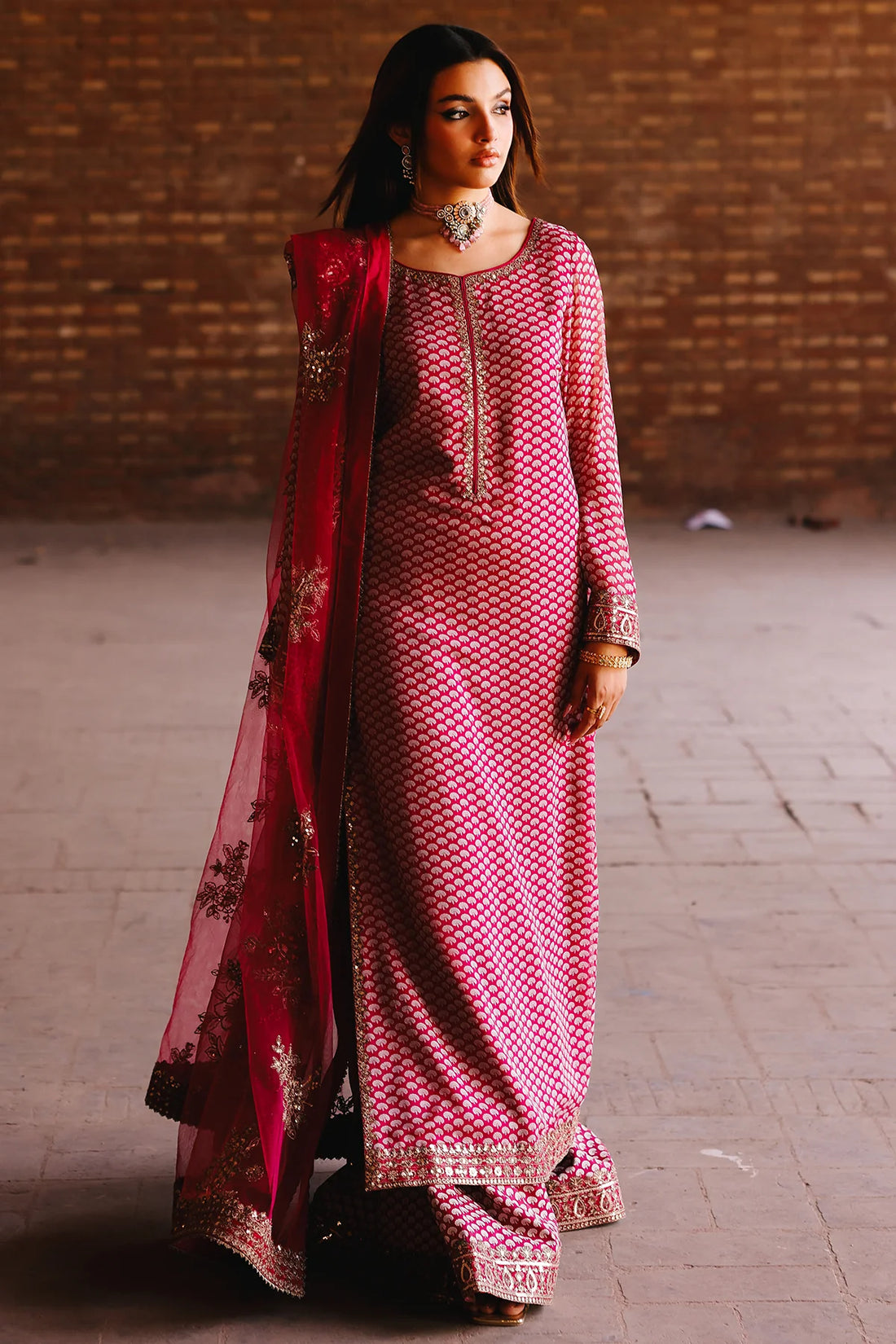 Charizma CMA-5-115A Fumes black chiffon embroidered 3PC suit