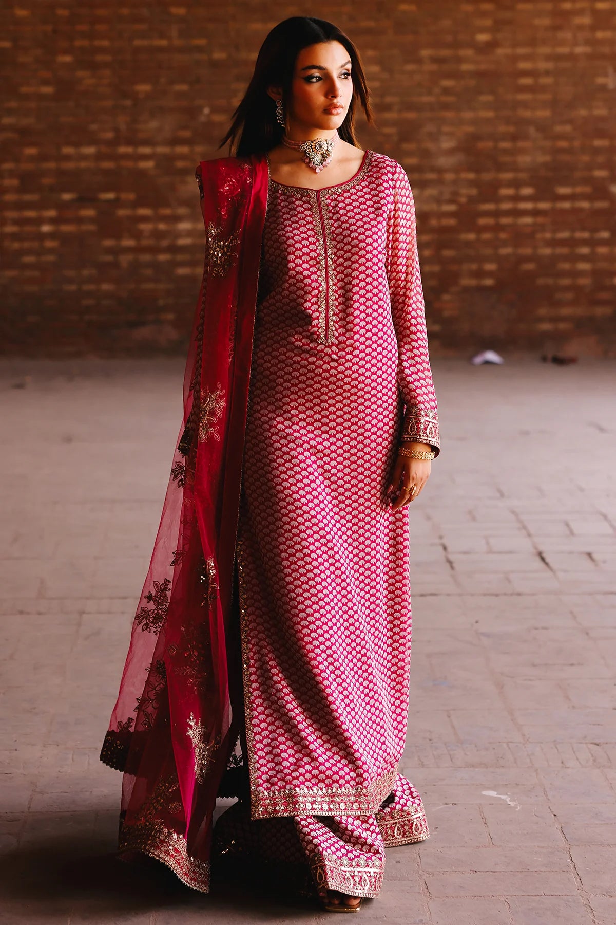 Charizma CMA-5-115A Fumes black chiffon embroidered 3PC suit