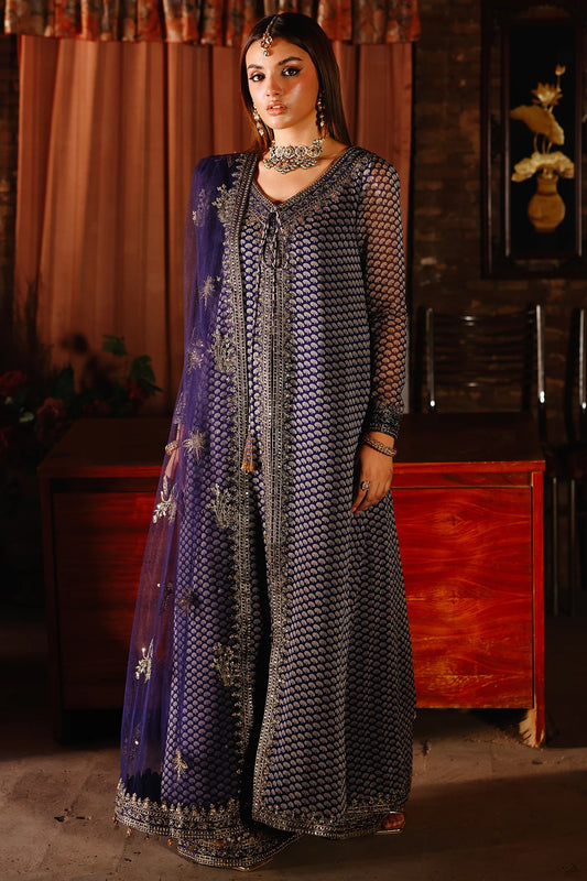 Charizma Fumes CMA-5-135 Navy Chiffon Embroidered 3PC Suit