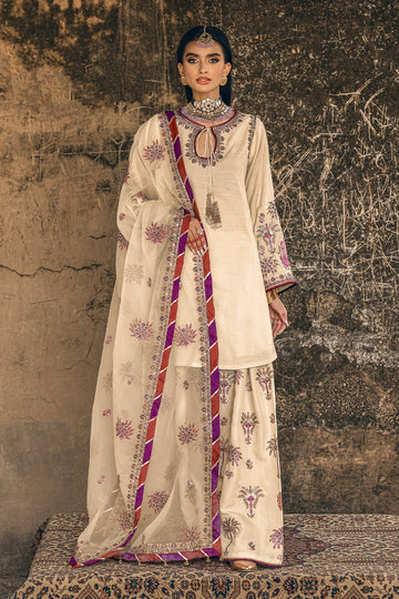 CMA-5-137 festive skin raw silk embroidered suit Charizma Pret’25