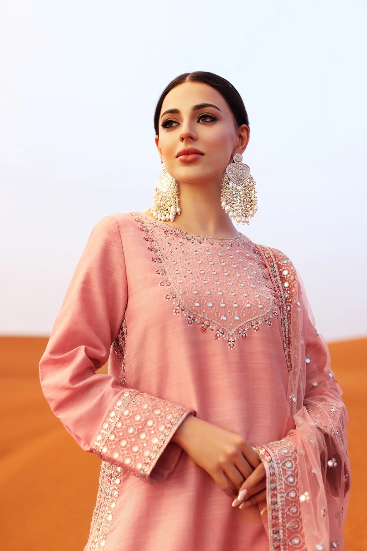 CMA-5-142 – Charizma Mi-Amor Raw Silk Embroidered 3PC Suit with dupatta and trouser, luxury Pakistani wear at Pakistanimoda online.