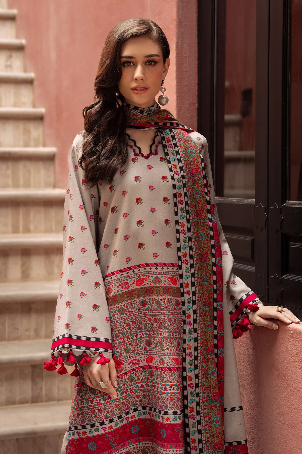 Buy CPW5-01 Charizma Grey Printed Linen Stitched 3PC Suit Online Pakistanimoda