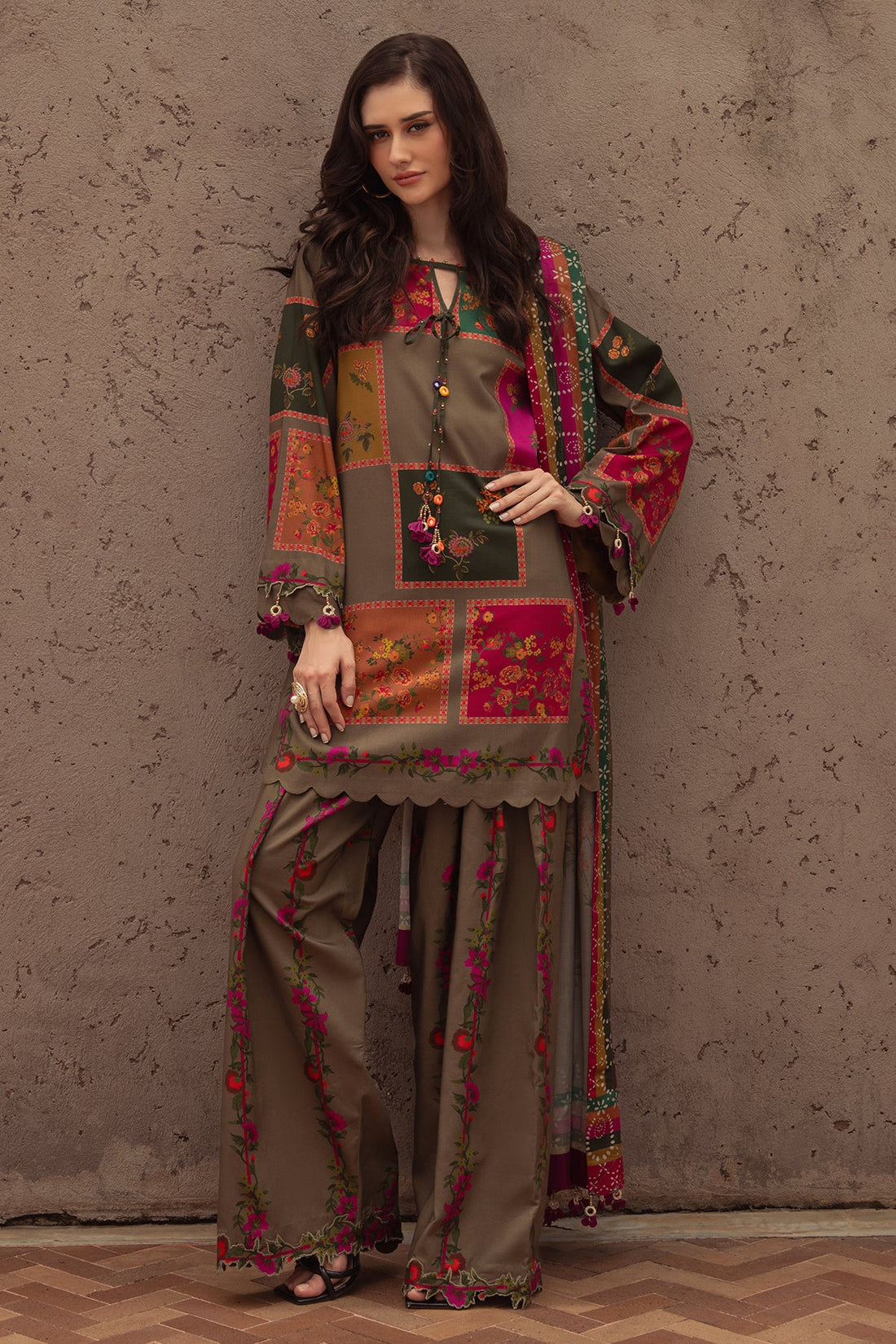 CPW5-03 Charizma Brown Printed Linen Stitched 3PC Suit Winter 2025 at Pakistanimoda.com