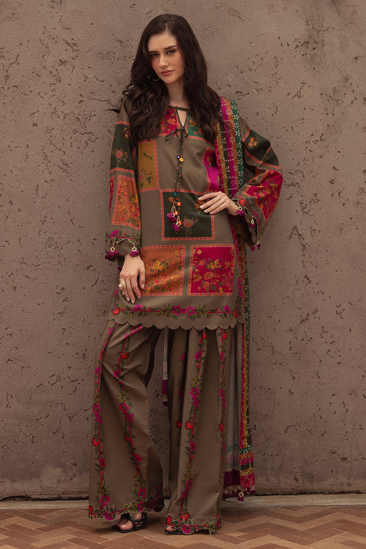 CPW5-03 Charizma Brown Printed Linen Stitched 3PC Suit Winter 2025 at Pakistanimoda.com