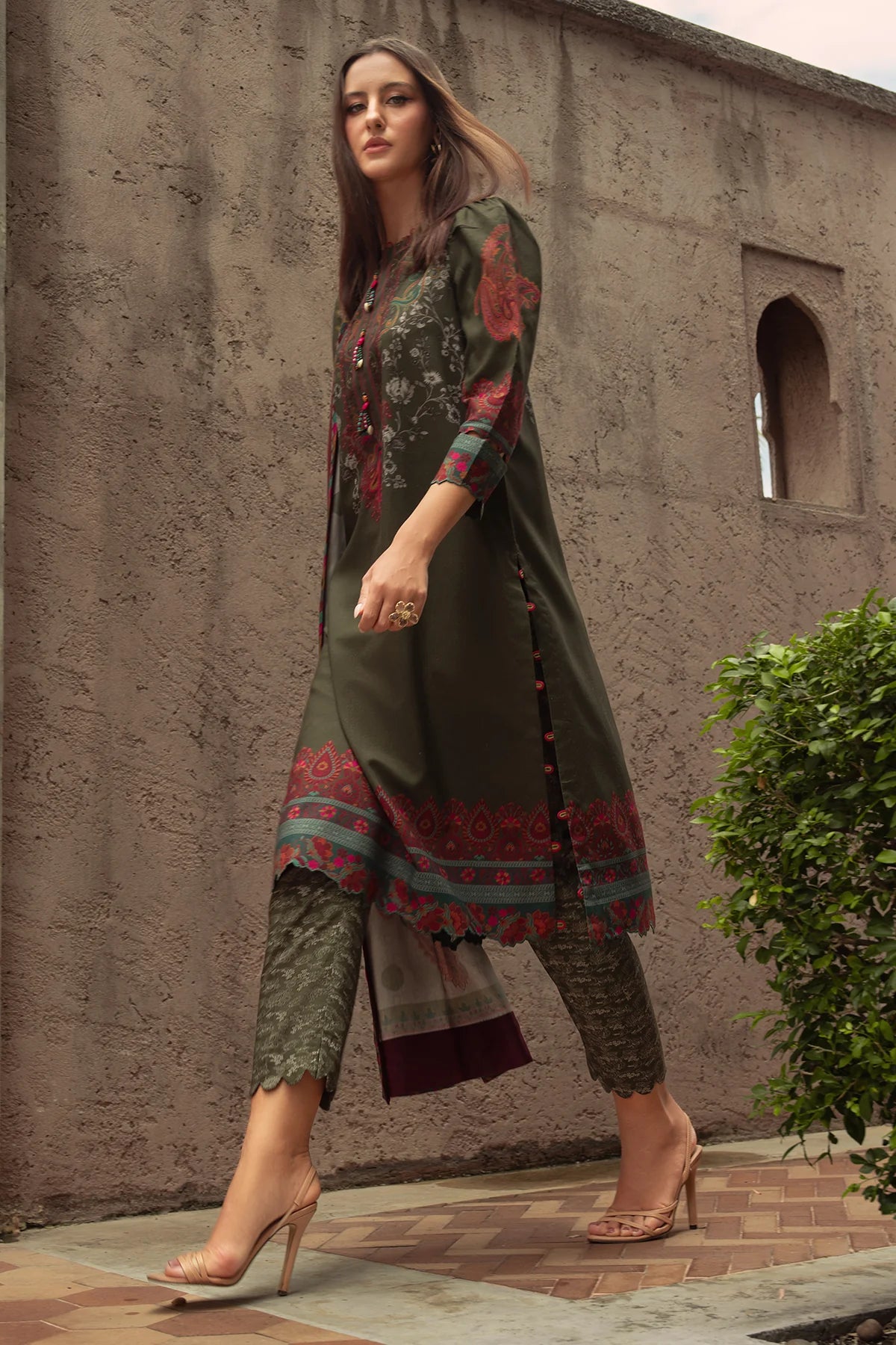 CPW5-05 Charizma Olive Green Printed Linen Stitched 3PC Suit Winter 2025 at Pakistanimoda.com