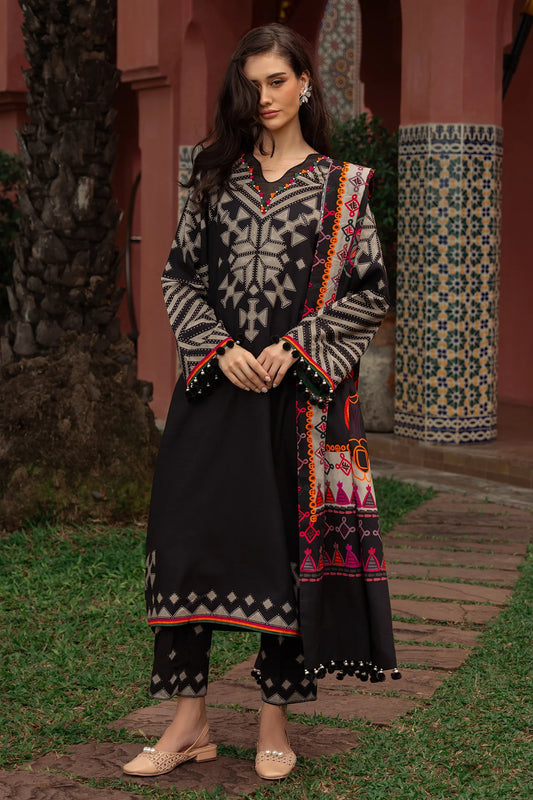 CPW5-06 Charizma Black Printed Linen Stitched 3PC Suit Winter 2025 at Pakistanimoda.com