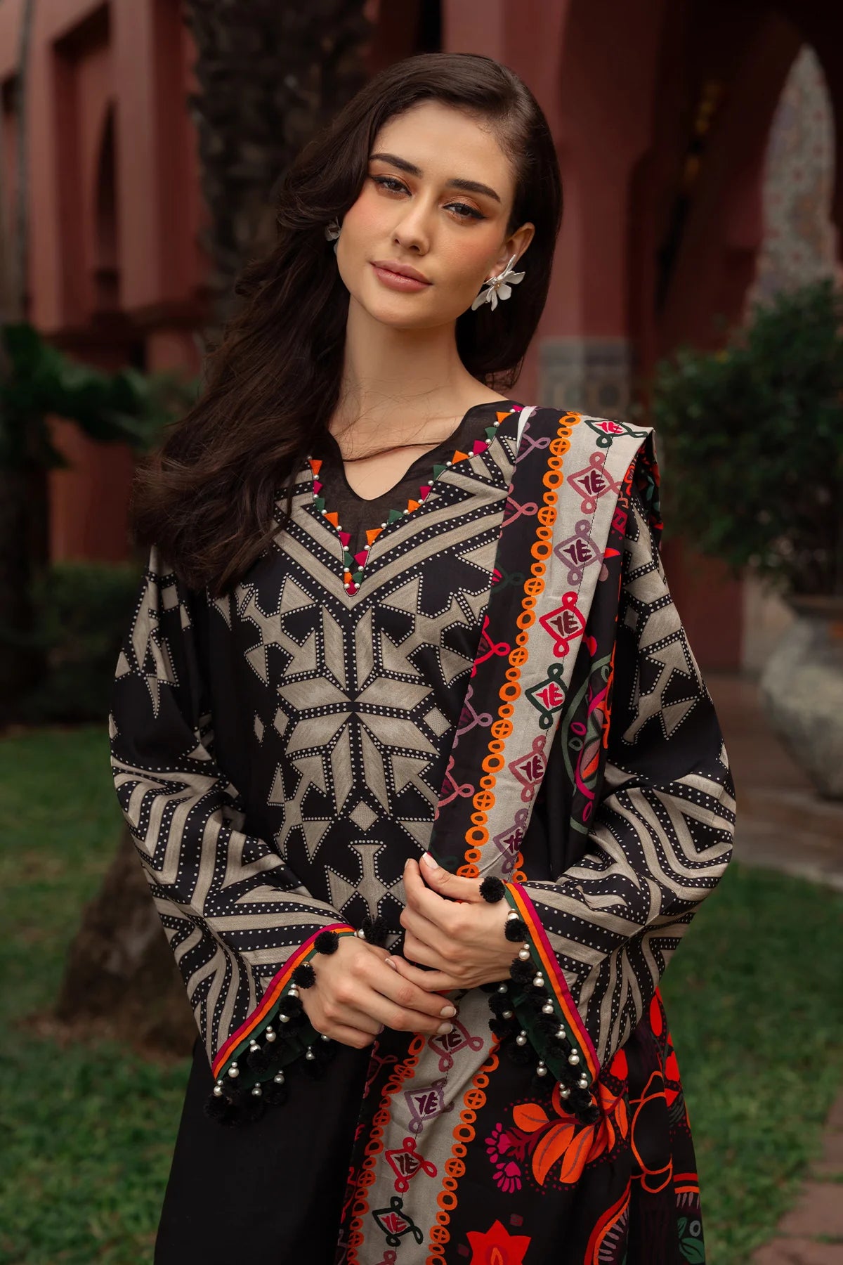 CPW5-06 Charizma Black Printed Linen Stitched 3PC Suit Winter 2025 at Pakistanimoda.com