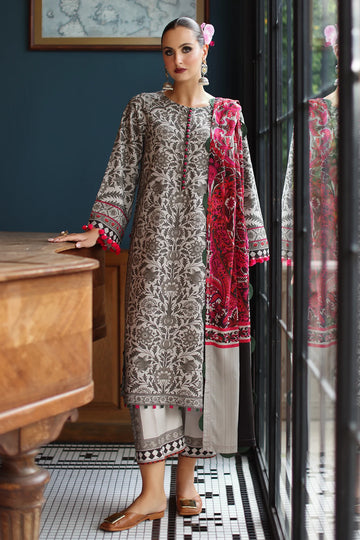 CPW5-09 Charizma Grey & Red Printed Linen Suit Winter 2025 – Stitched 3PC Outfit at Pakistanimoda.com