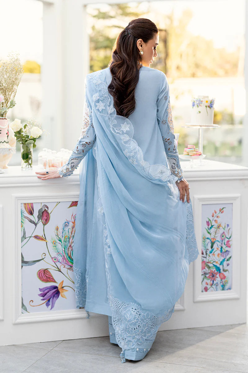 CS-01 Tasha- Chikankari Sky Blue Eid Ensemble By- Qalamkar