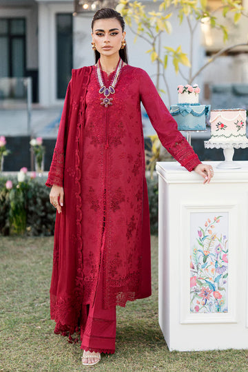 CS-02 LERA- Chikankari Red Eid Ensemble By- Qalamkar