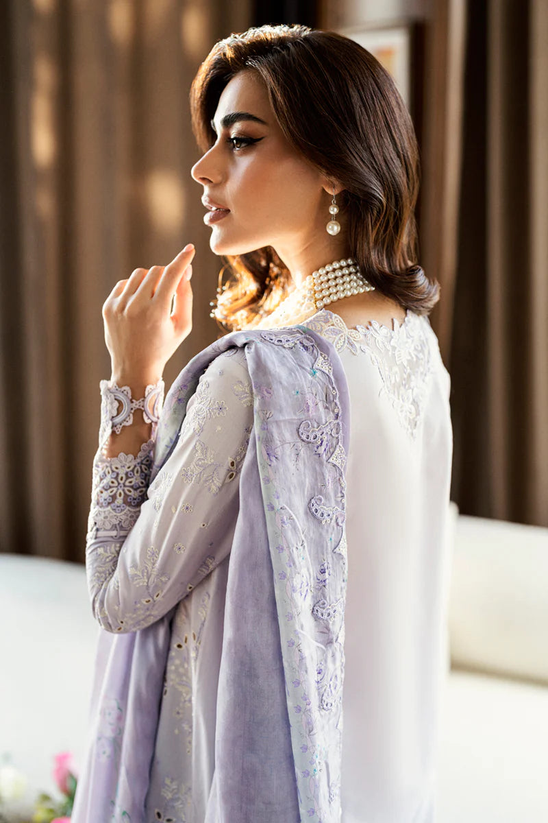 CS-03 ALAILA- Chikankari Lilac Eid Ensemble By- Qalamkar