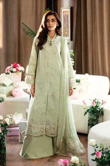 CS-04 ERZA- Chikankari Sage Green Eid Ensemble By- Qalamkar