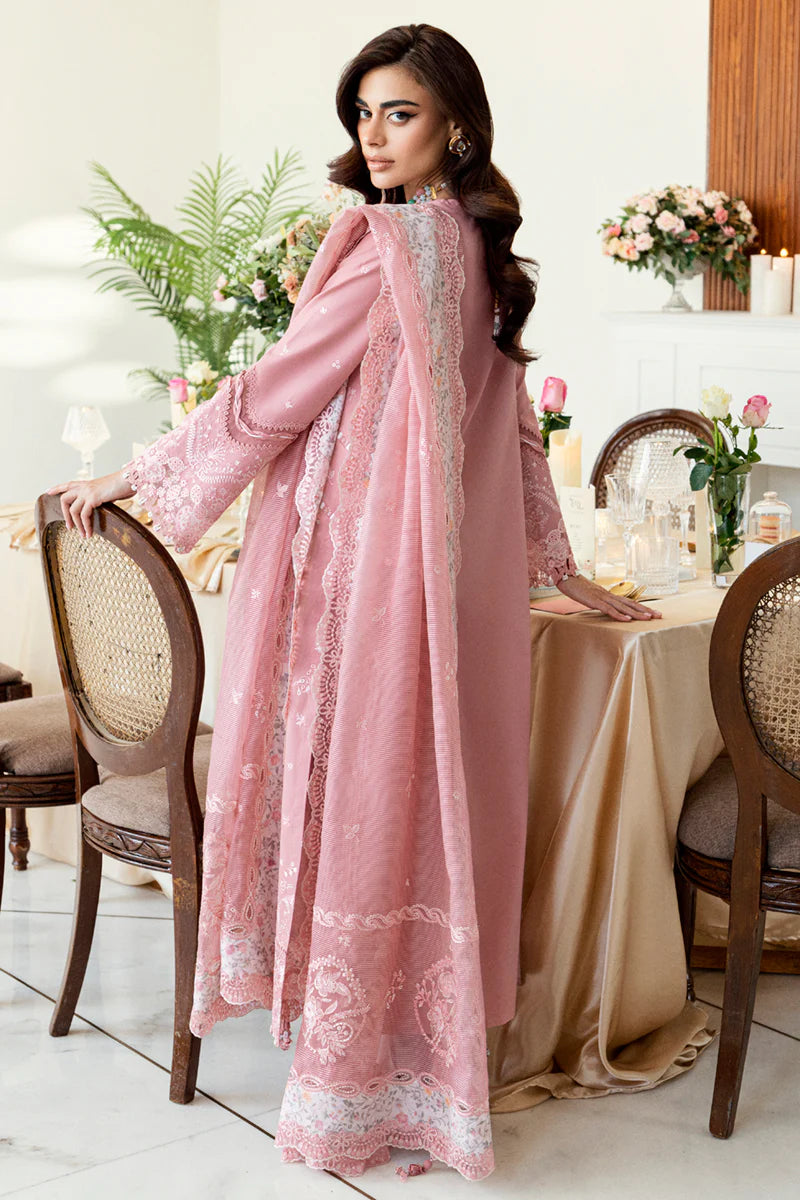 CS-05 Ruvina- Chikankari Peach Pink Eid Ensemble By- Qalamkar