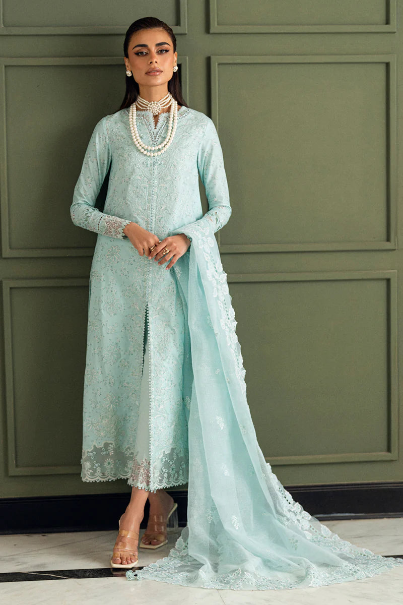 CS-06 NEESHA- Chikankari Ice Blue Eid Ensemble By- Qalamkar